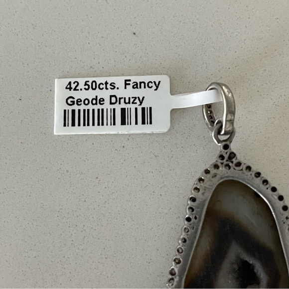 One of a kind Fancy Geode Druzy and diamond pendant - Picture 7 of 10